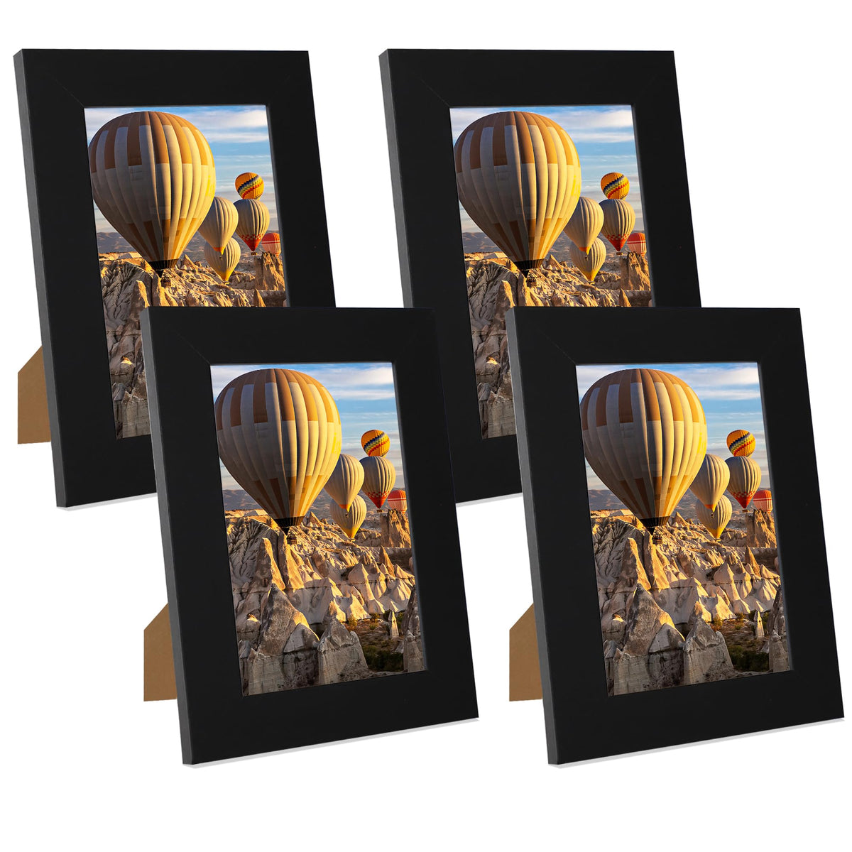 iRahmen 8x10 Picture Frame Set of 4, High Definition Real Glass Rustic Brown Frame, 8 x 10 Wood Photo Frames for Desktop Display and Wall Mounting