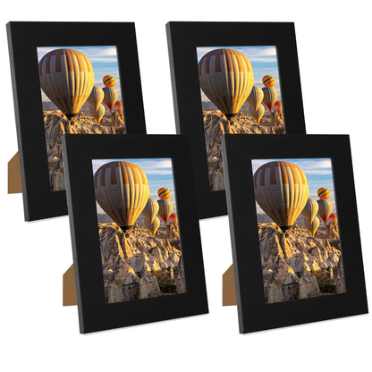 iRahmen 8x10 Picture Frame Set of 4, High Definition Real Glass Rustic Brown Frame, 8 x 10 Wood Photo Frames for Desktop Display and Wall Mounting