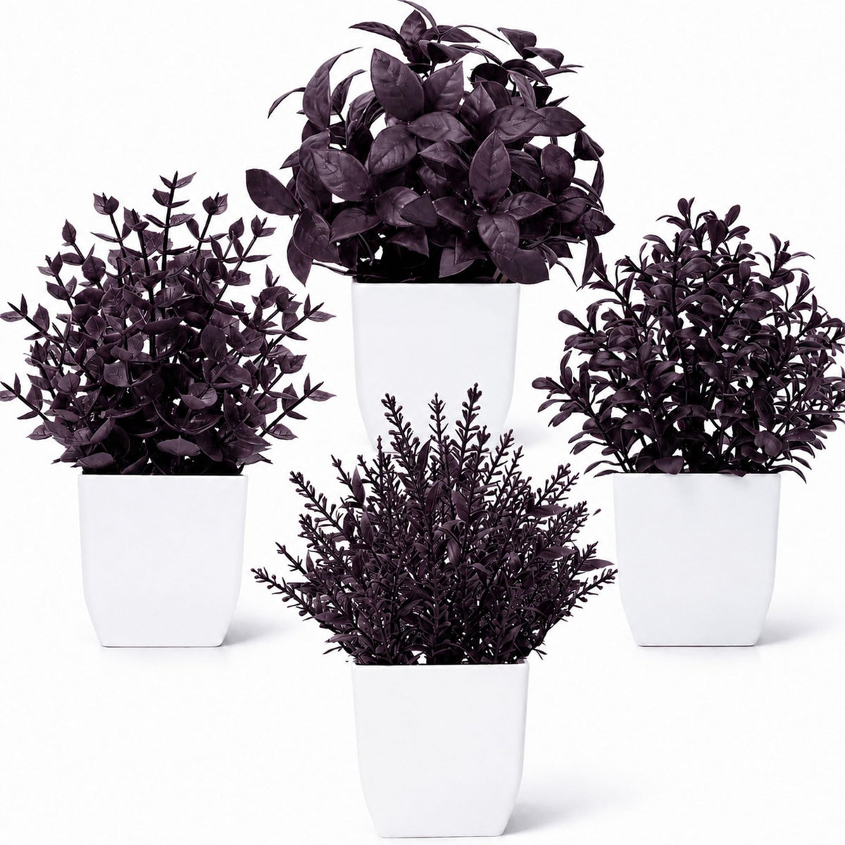 Der Rose 4 Pack 7" Mini Fake Plants, Artificial Plants for Bathroom Decor