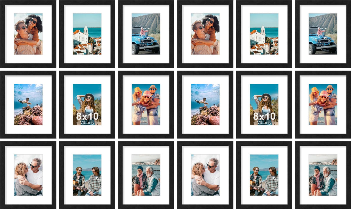 Vittanly 8x10 Picture Frames Set of 9 for Wall or Tabletop Display, Gold