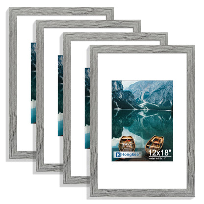 Hongkee 8x10 Picture Frame Set of 4, Real Glass and Wood Frame, 5x7 Mat