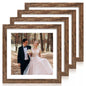 iRahmen 8x10 Picture Frame Set of 4, High Definition Real Glass Rustic Brown Frame, 8 x 10 Wood Photo Frames for Desktop Display and Wall Mounting