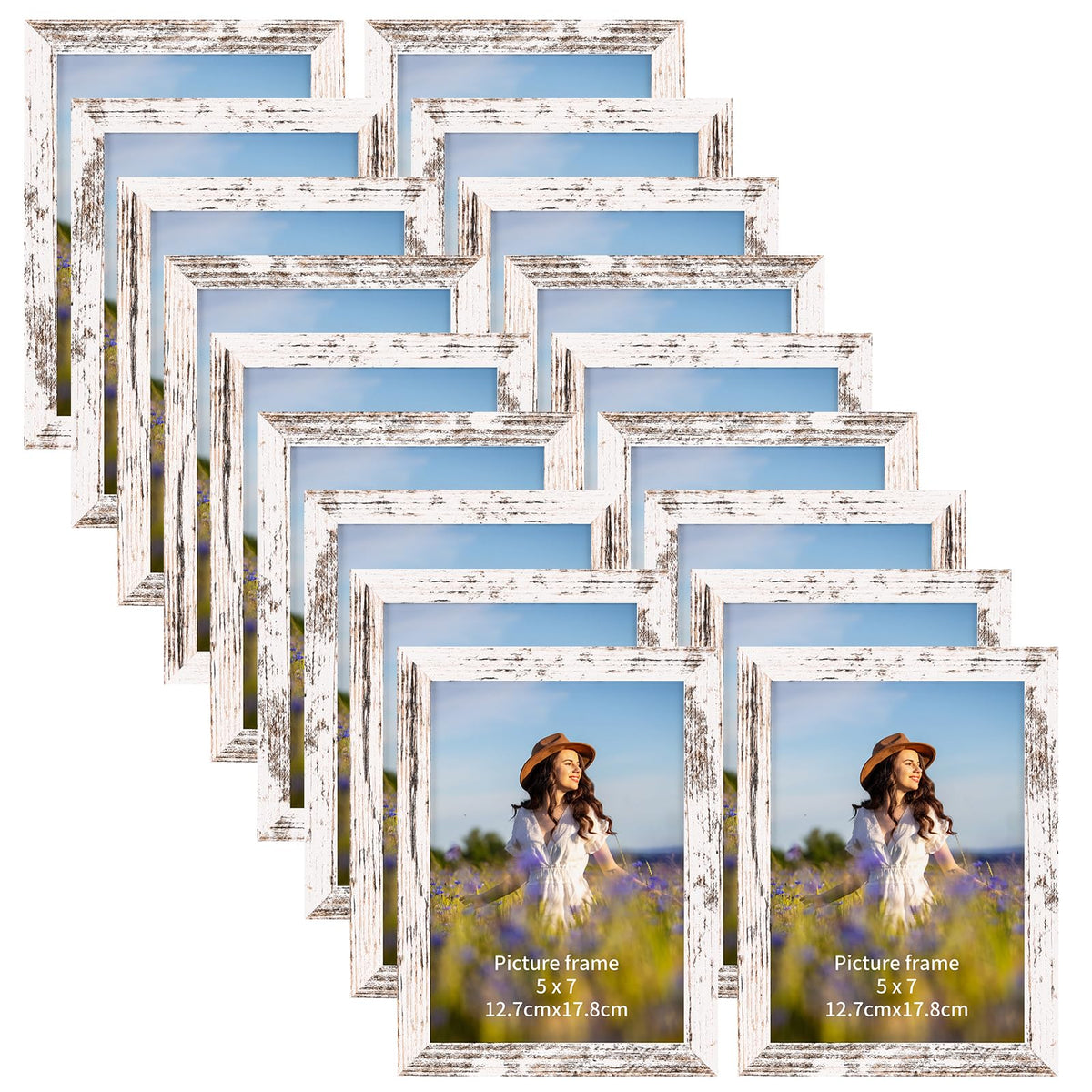PETAFLOP Wooden Bulk 4x6 Picture Frame Set of 18, Rustic Brown Photo Frames Fits 4 by 6 for Wall or Tabletop Display