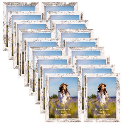 PETAFLOP Wooden Bulk 4x6 Picture Frame Set of 18, Rustic Brown Photo Frames Fits 4 by 6 for Wall or Tabletop Display