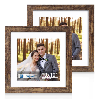 Hongkee 5x7 Picture Frame Set of 2, Real Glass and Wood Frame for Mat 4x6
