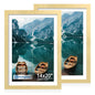 Hongkee 5x7 Picture Frame Set of 2, Real Glass and Wood Frame for Mat 4x6