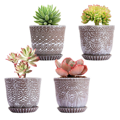 Gepege Ceramic Succulent Pots, 4 Inch Small Plant Pots with Drainage