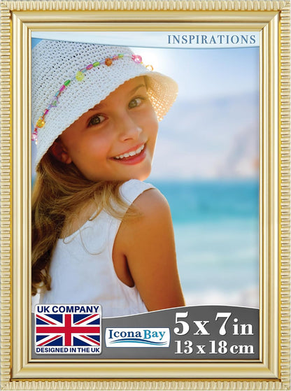 5x7 Gold Picture Frame, Contemporary, Inspirations, Wall or Table Top