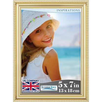 5x7 Gold Picture Frame, Contemporary, Inspirations, Wall or Table Top