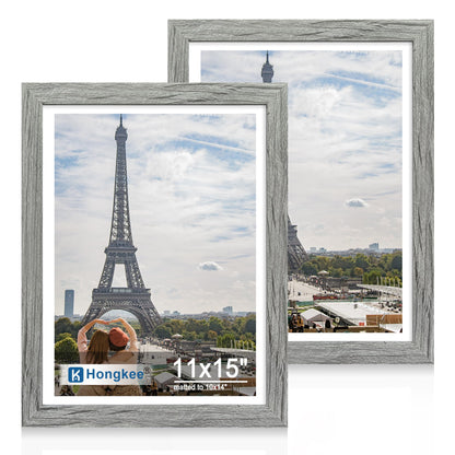 Hongkee 5x7 Picture Frame Set of 2, Real Glass and Wood Frame for Mat 4x6