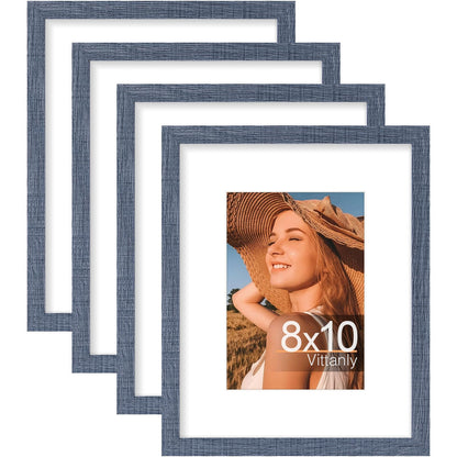 Vittanly 8x10 Picture Frames Set of 4, for Wall or Tabletop, Pale Pink