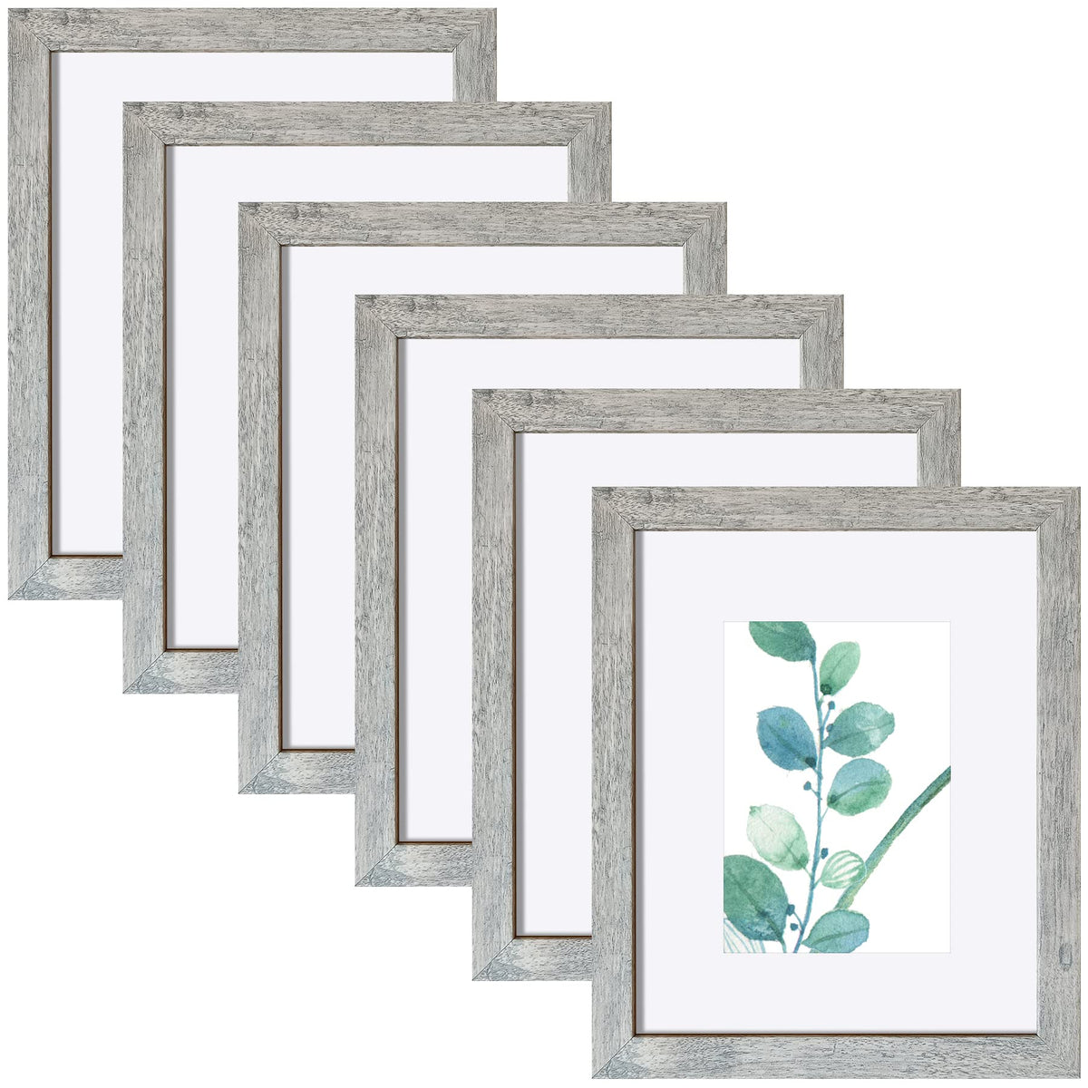 SESEAT 8x10 Picture Frame Brown Set of 6, Display Pictures 5x7 With mat or 8x10 Without Mat