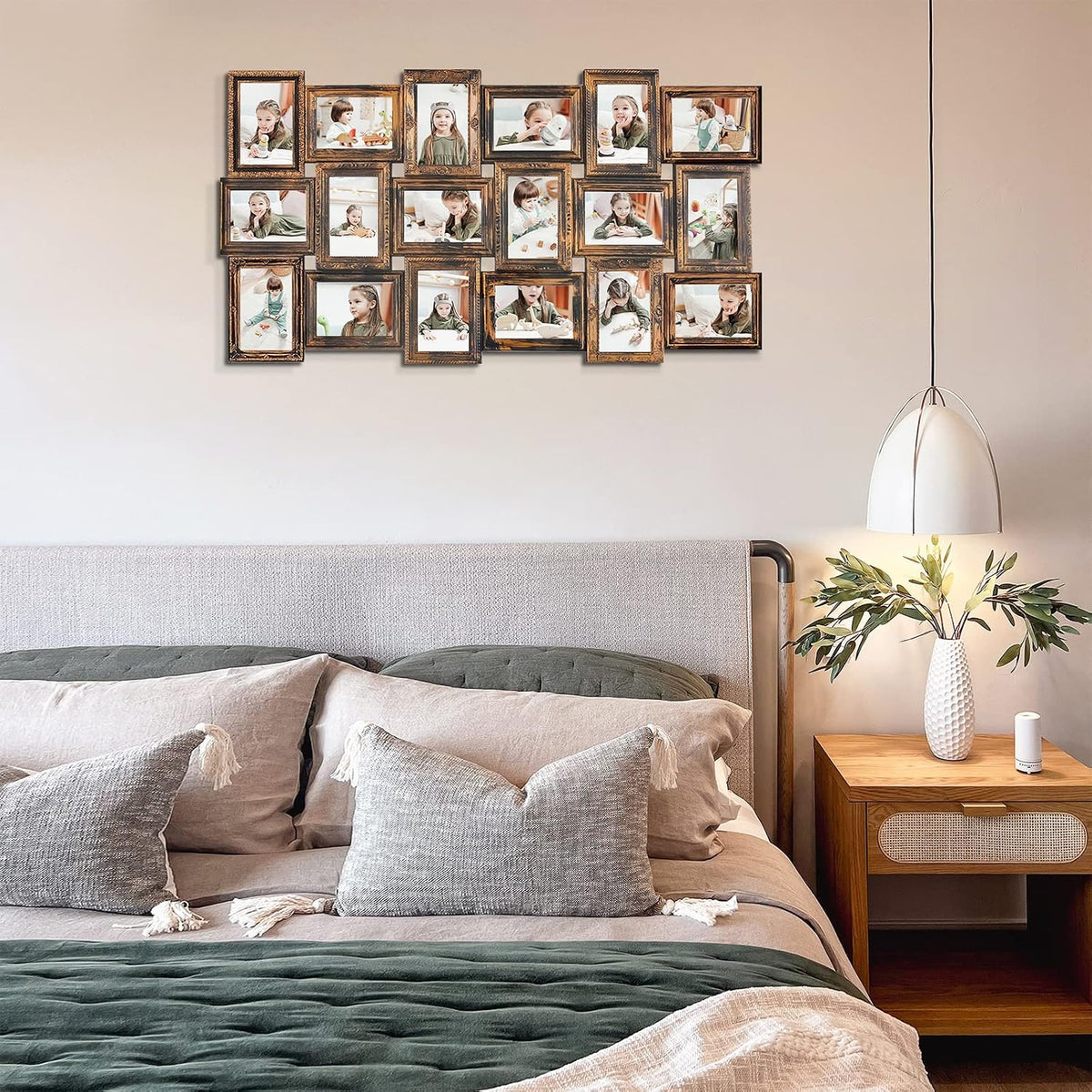 HELLO LAURA - 4x6 Picture Frame Collage Large Photo Collage Frame for Wall 18 Openings Picture Frames Photo Frame Collage Wall Decor for Living Room Bedroom - Rusted Gold