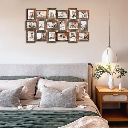 HELLO LAURA - 4x6 Picture Frame Collage Large Photo Collage Frame for Wall 18 Openings Picture Frames Photo Frame Collage Wall Decor for Living Room Bedroom - Rusted Gold