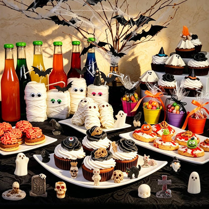 KIMOBER 36 Pcs Halloween Mini Resin Figures, Mixed Mini Figurines with Pumpkin Ghost Skull Designs, Tiny Resin Figures for Halloween Tree, Party Favors, Miniature Decorations