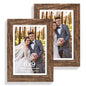 Hongkee 5x7 Picture Frame Set of 2, Real Glass and Wood Frame for Mat 4x6