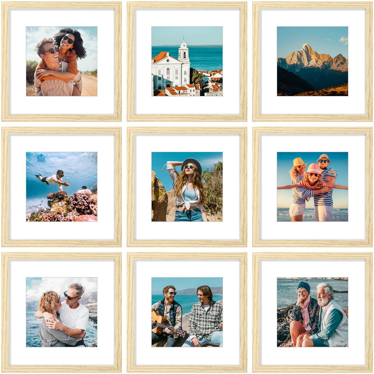 Vittanly 8x10 Picture Frames Set of 9 for Wall or Tabletop Display, Gold