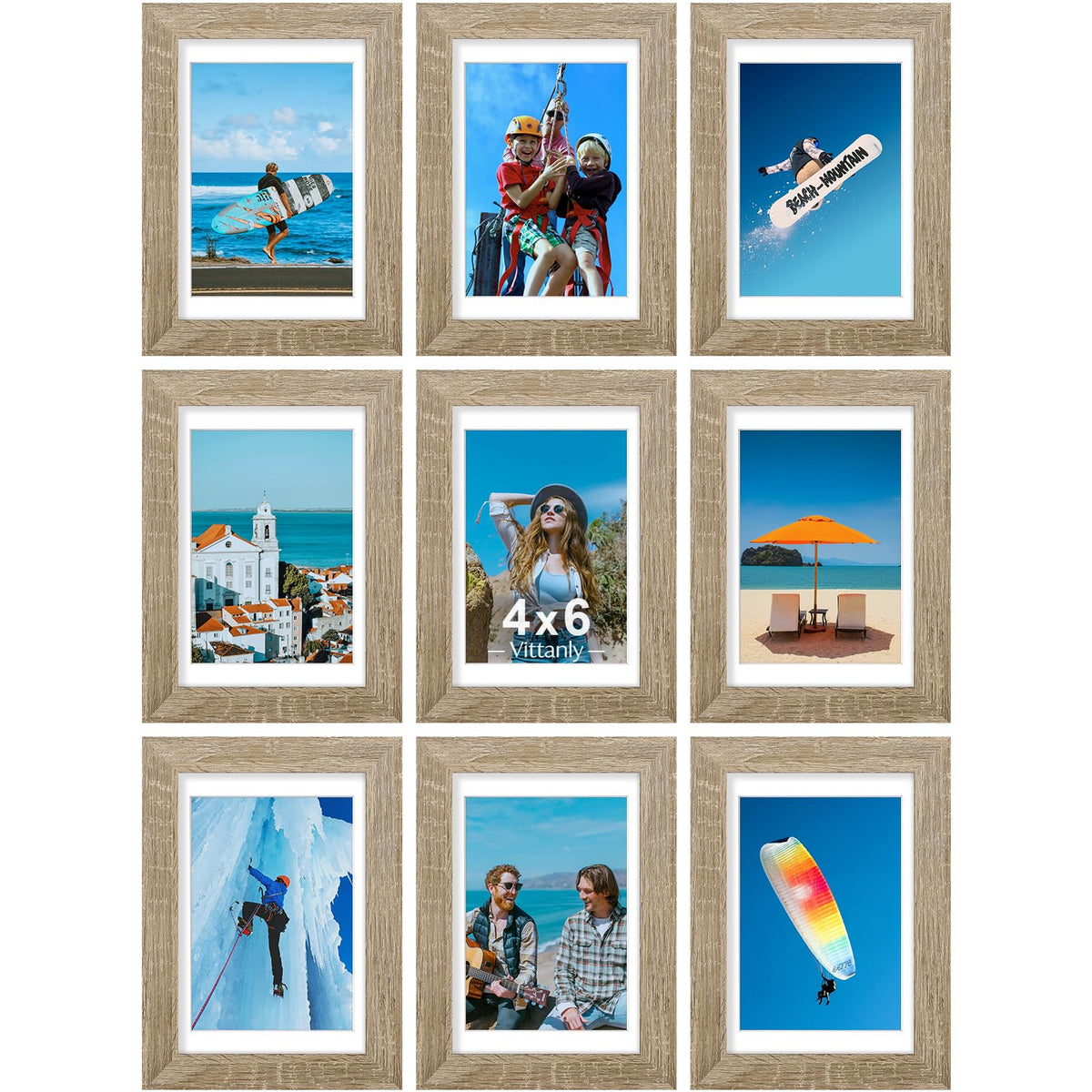 Vittanly 8x10 Picture Frames Set of 9 for Wall or Tabletop Display, Gold