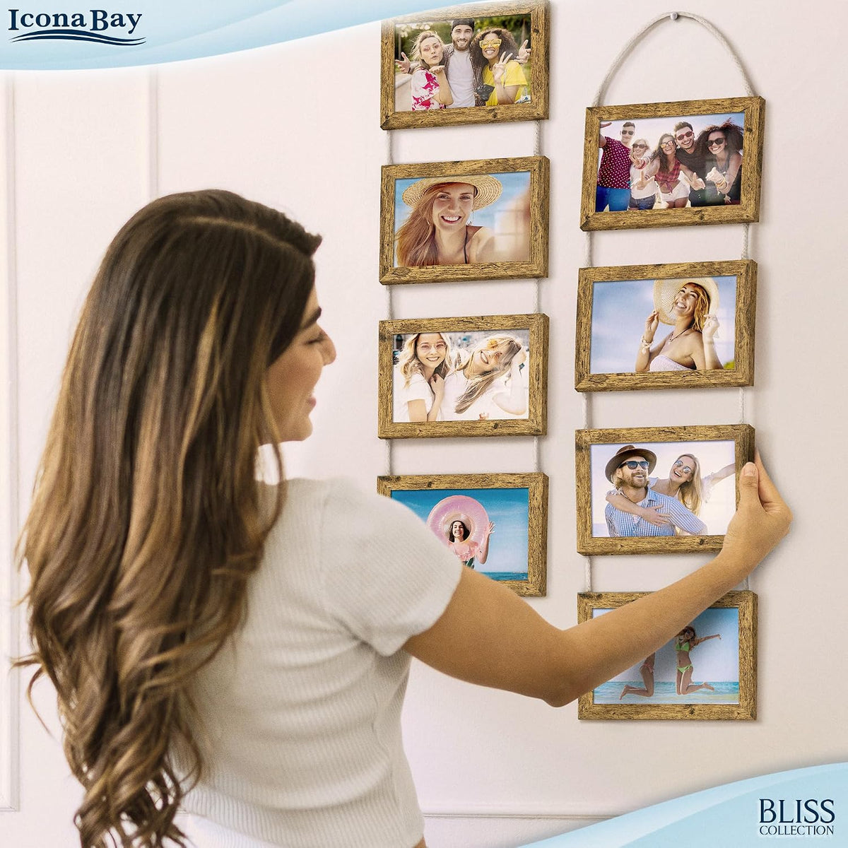 4x6 Hanging Picture Frames Collage with 8 Openings - Rustic Brown, 2 PK