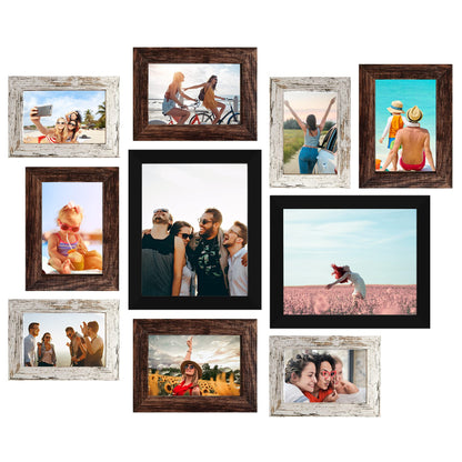 LUCKYLIFE Picture Frames Collage Wall Decor 10-Pack, Gallery Wall Frame Set with 8x10 5x7 4x6 Frames in 3 Different Finishes
