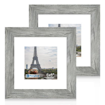 Hongkee 5x7 Picture Frame Set of 2, Real Glass and Wood Frame for Mat 4x6