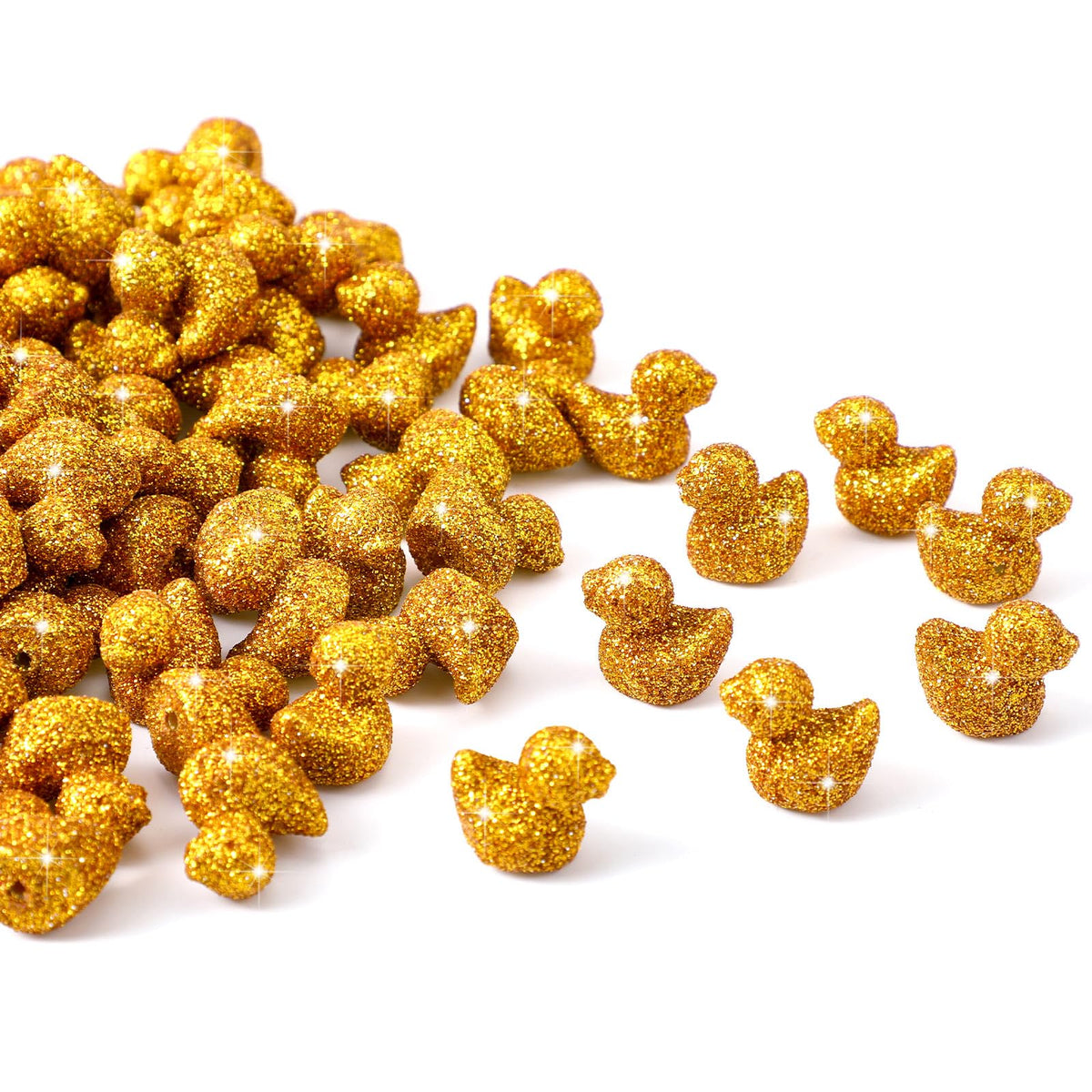 Yaocom 100 Pcs Mini Gold Duck Figurines Fall Thanksgiving Halloween Decor