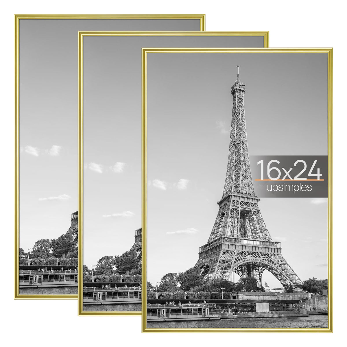 upsimples 16x24 Poster Frame, Easy Slide-In Assembly, Black, 3 Pack