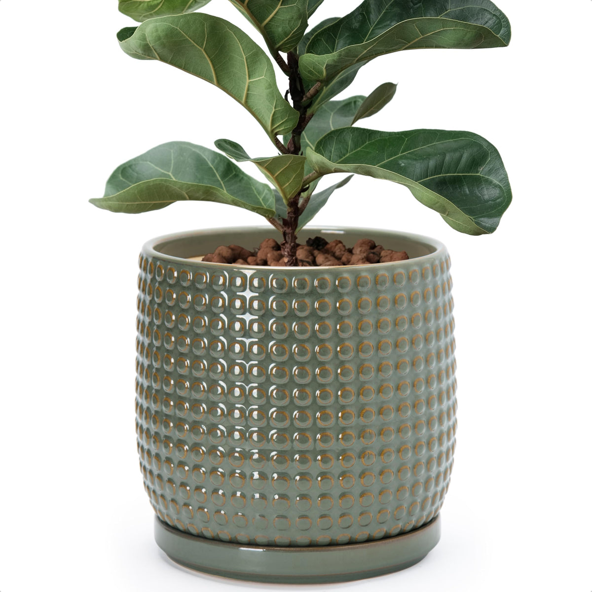D'vine Dev Beaded Ceramic Pot with Saucer, 4 in, Midnight Blue, 27-C-Z-3