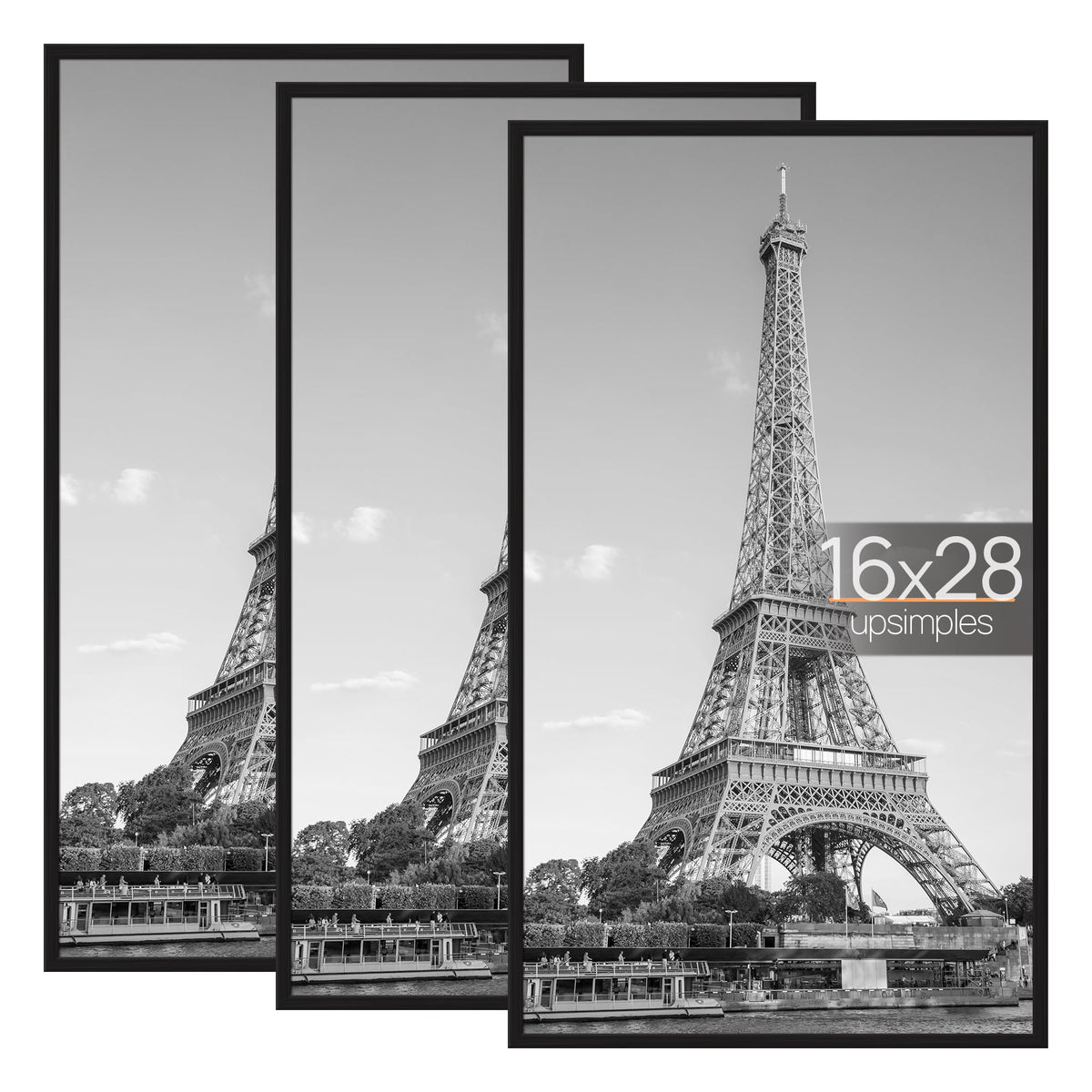 upsimples 16x24 Poster Frame, Easy Slide-In Assembly, Black, 3 Pack