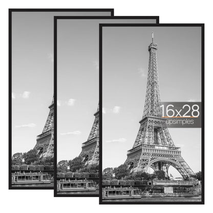 upsimples 16x24 Poster Frame, Easy Slide-In Assembly, Black, 3 Pack