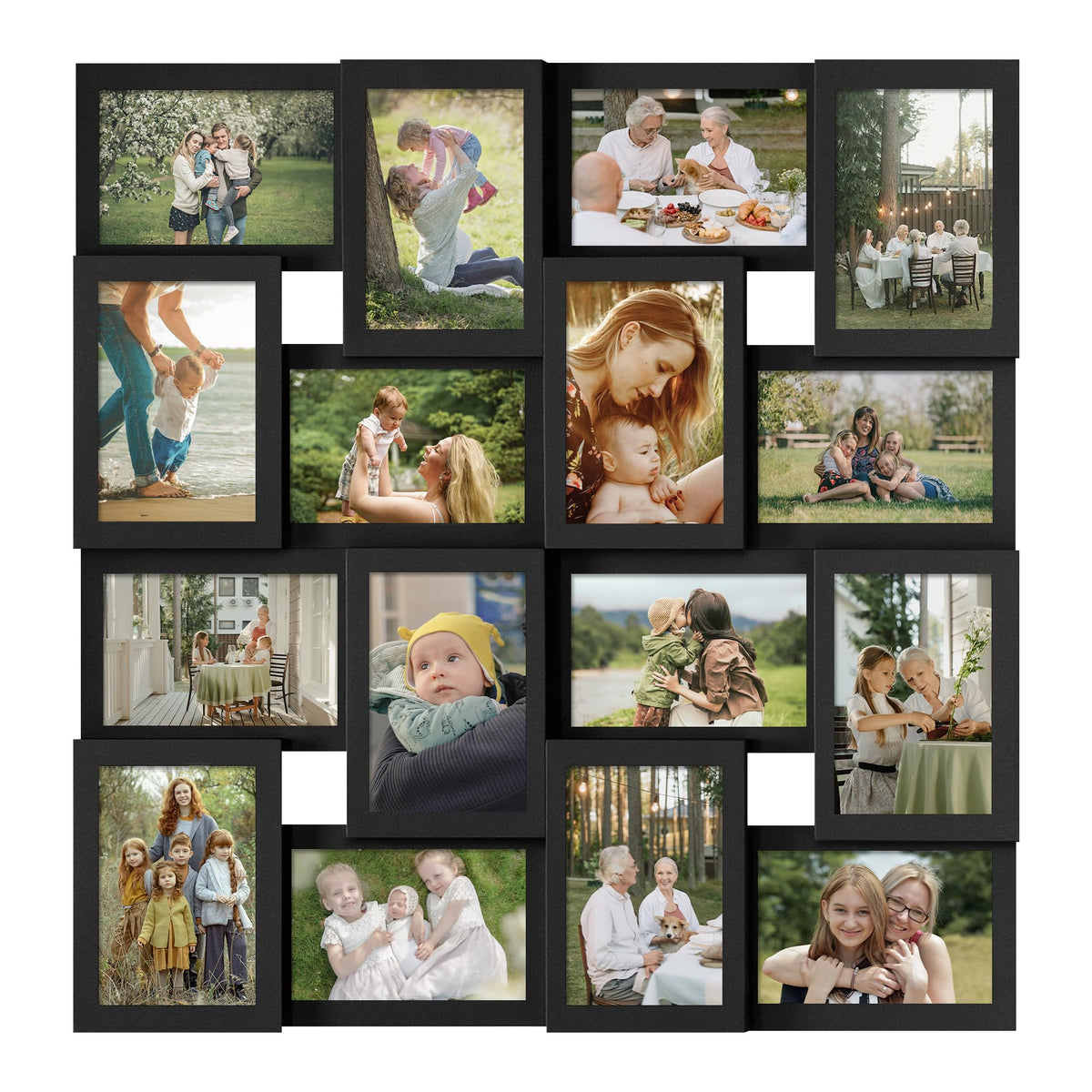 J.M.Deco Collage Picture Frames for Wall 24 Slots, Large Photo Frame Collage Wall Hanging for 4 x 6 Photo, Christmas Gift for Family or Friends - Retro Gold