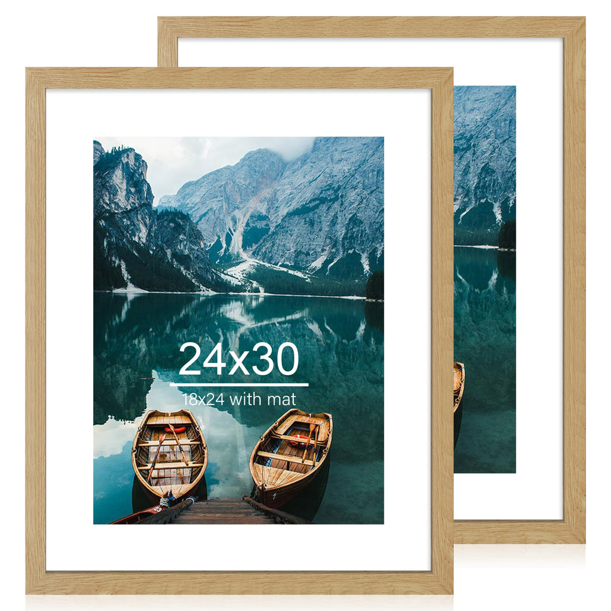 Hongkee 5x7 Picture Frame Set of 2, Real Glass and Wood Frame for Mat 4x6