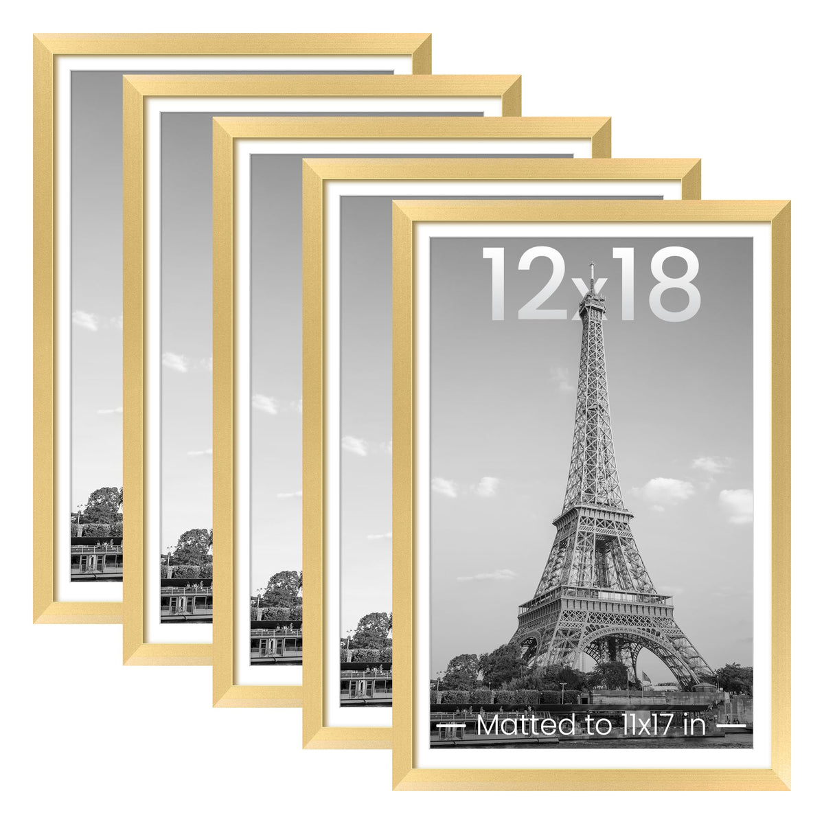 upsimples 11x14 Picture Frame, Gallery Wall Frames Set of 5, Gold