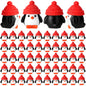 Soulchen 50 Pcs Mini Penguin Figurines Red Hat Resin Christmas Decor