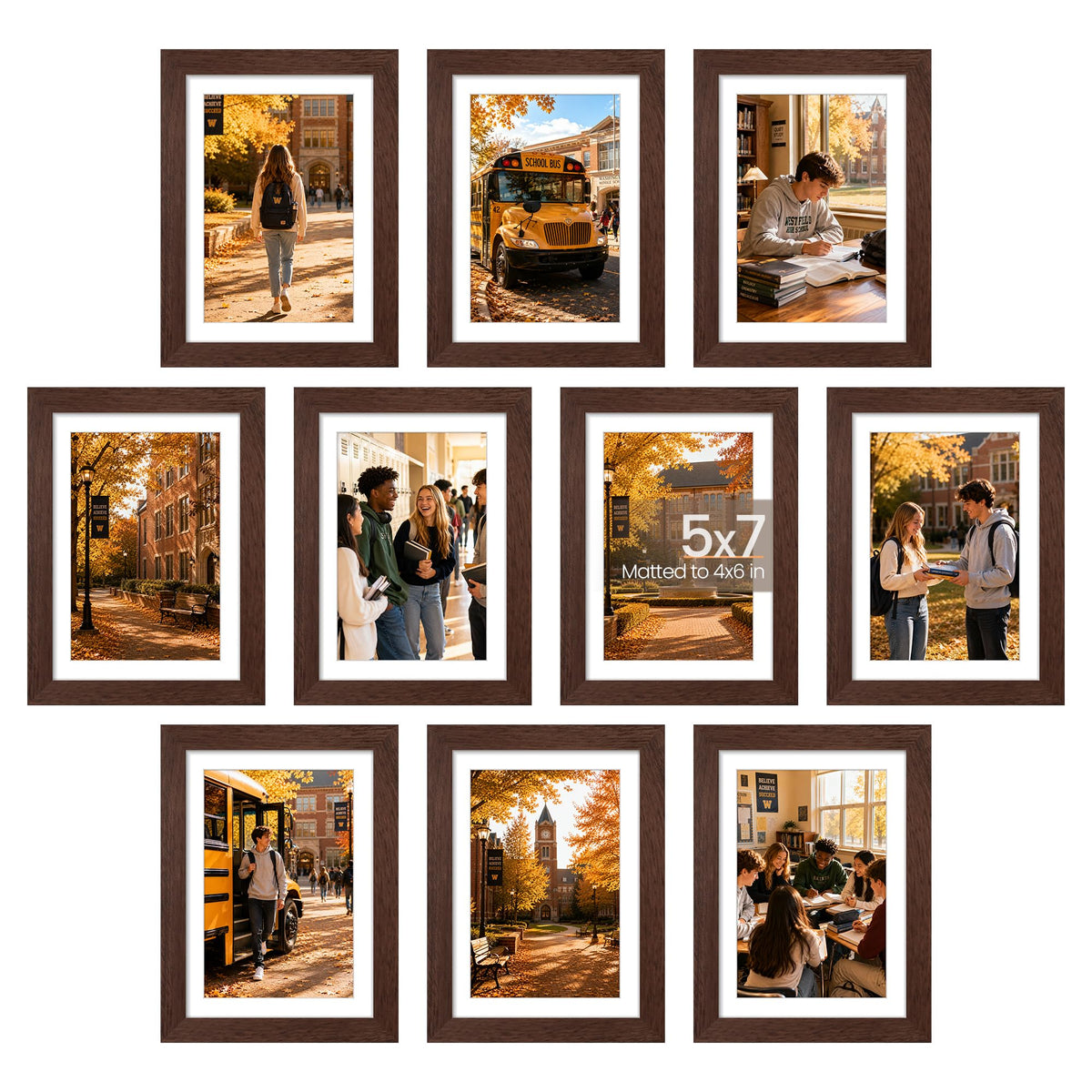 upsimples 4x6 Picture Frame, Photo Collage Wall Decor Set of 10, Black