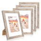 iRahmen 8x10 Picture Frame Set of 4, High Definition Real Glass Rustic Brown Frame, 8 x 10 Wood Photo Frames for Desktop Display and Wall Mounting