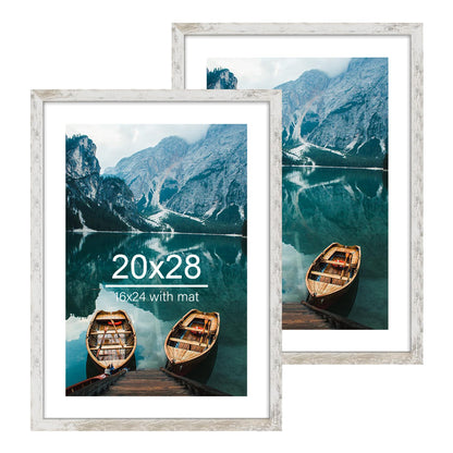 Hongkee 5x7 Picture Frame Set of 2, Real Glass and Wood Frame for Mat 4x6
