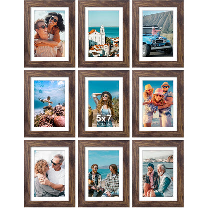 Vittanly 8x10 Picture Frames Set of 9 for Wall or Tabletop Display, Gold