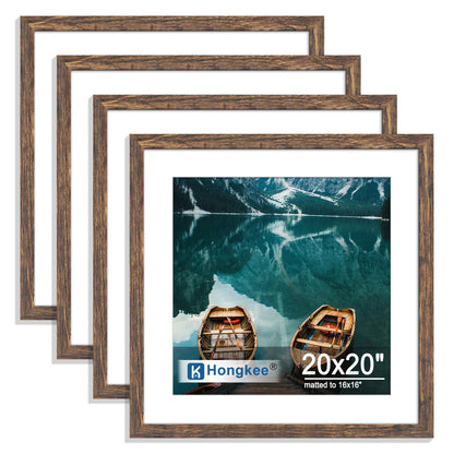 Hongkee 8x10 Picture Frame Set of 4, Real Glass and Wood Frame, 5x7 Mat