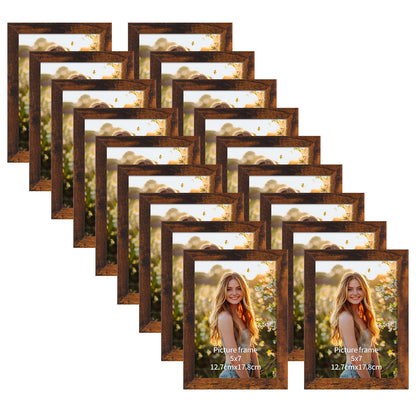 PETAFLOP Wooden Bulk 4x6 Picture Frame Set of 18, Rustic Brown Photo Frames Fits 4 by 6 for Wall or Tabletop Display