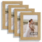 Hongkee 8x10 Picture Frame Set of 4, Real Glass and Wood Frame, 5x7 Mat