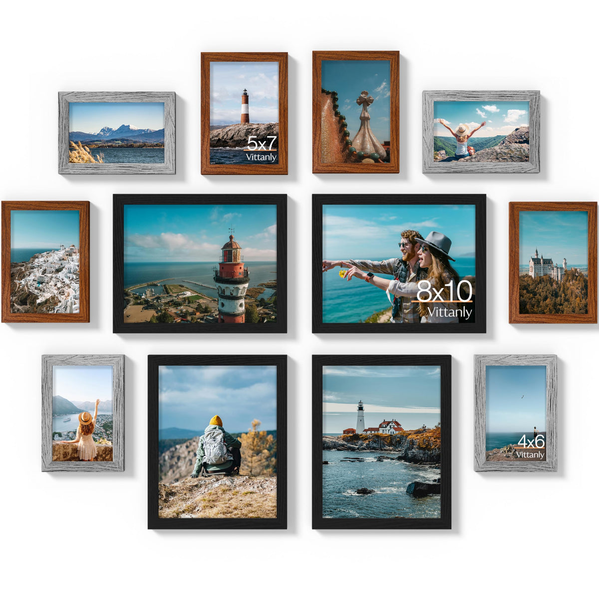 Vittanly 12 Pack Picture Frames Collage Wall Decor, Black