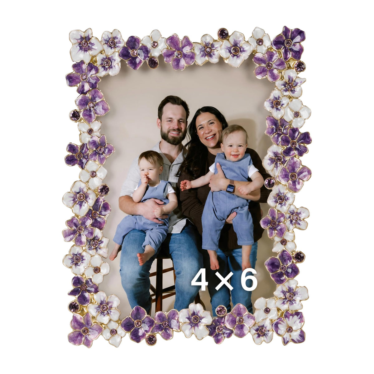 4x6 Pink Flower Picture Frame with Rhinestones