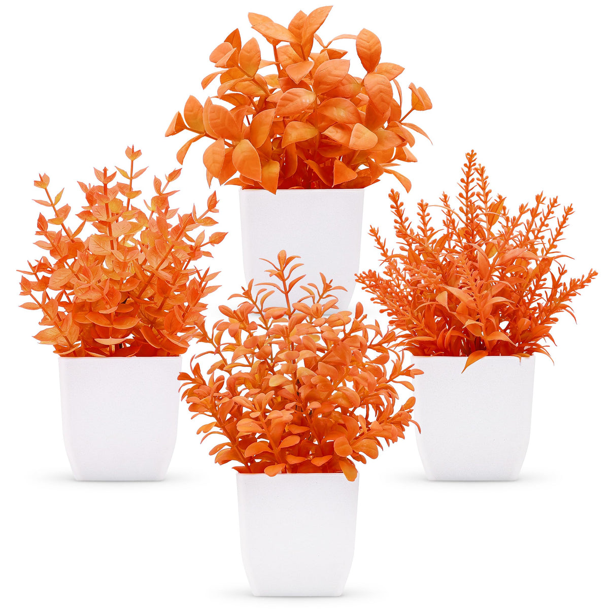 Der Rose 4 Pack 7" Mini Fake Plants, Artificial Plants for Bathroom Decor
