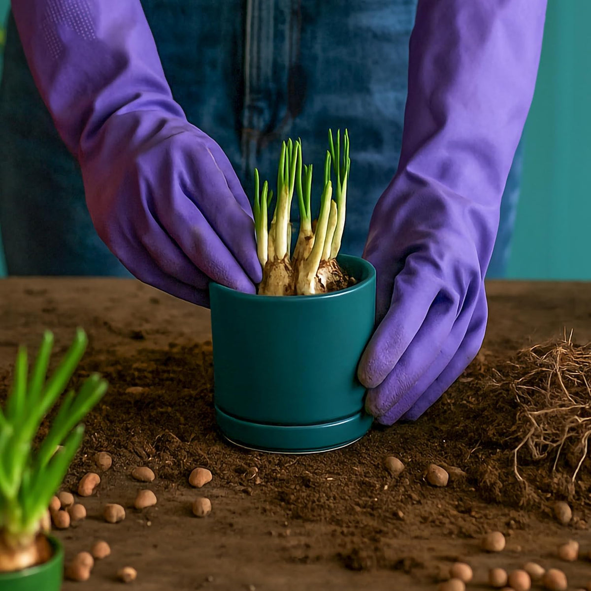 D'vine Dev 3.5 Inch Ceramic Planter Pot, Teal, 94-O-A-9