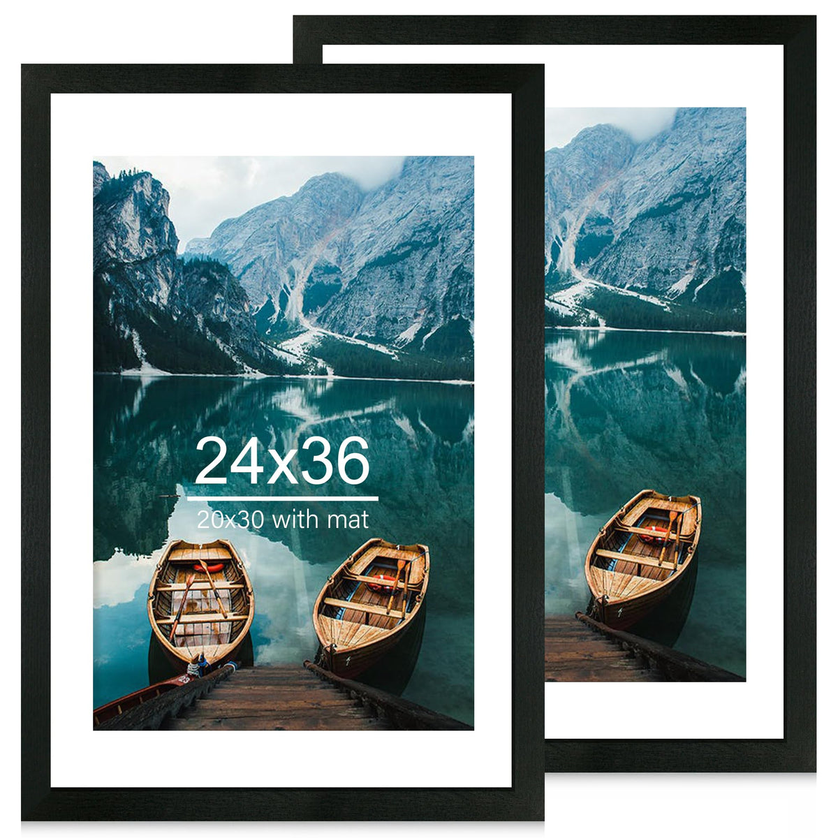 Hongkee 5x7 Picture Frame Set of 2, Real Glass and Wood Frame for Mat 4x6