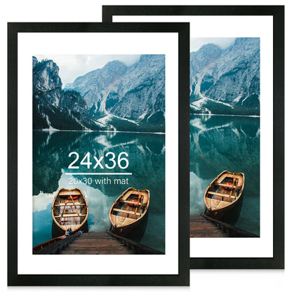 Hongkee 5x7 Picture Frame Set of 2, Real Glass and Wood Frame for Mat 4x6