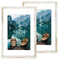 Hongkee 5x7 Picture Frame Set of 2, Real Glass and Wood Frame for Mat 4x6