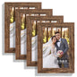 Hongkee 8x10 Picture Frame Set of 4, Real Glass and Wood Frame, 5x7 Mat
