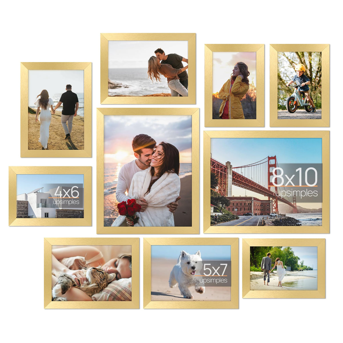 upsimples Picture Frames Set of 10, Including 8x10, 5x7, 4x6 Black Frame